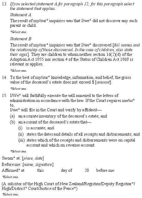 Form 52 Affidavit for obtaining grant of letters of administration with will annexed. 