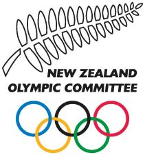 NEW ZEALAND OLYMPIC COMMITTEE OLYMPIC LOGO WITH FIVE RING OLYMPIC SYMBOL WITH A FERN LEAF