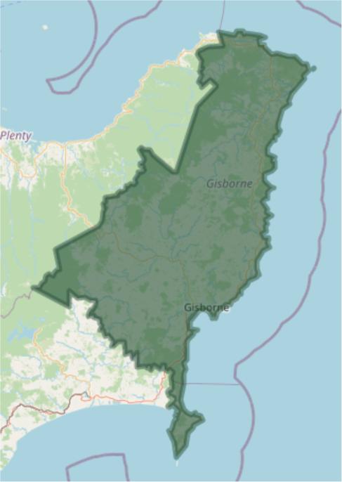 Map of Tairāwhiti area