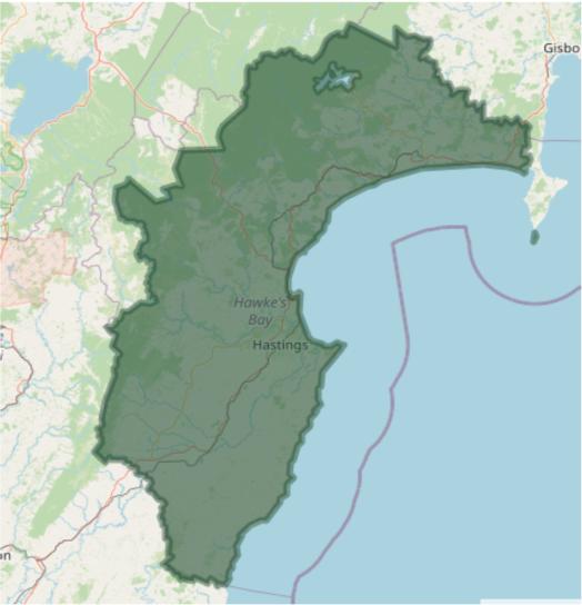 Map of Tākitimu Hawke's Bay area