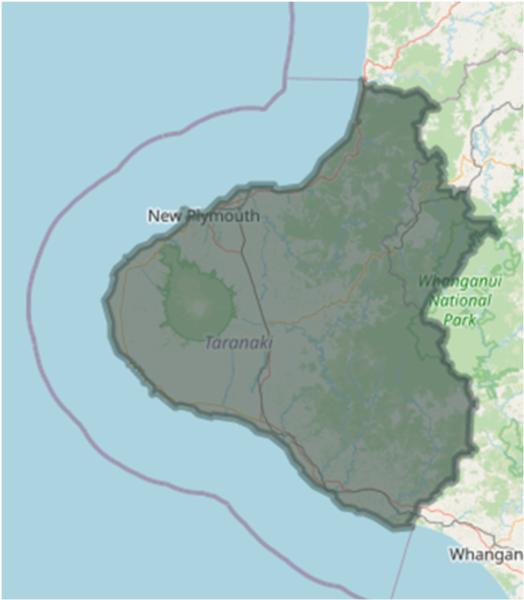 Map of Taranaki area
