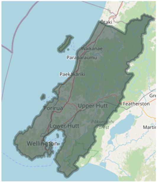 Map of Te Upoko o te Ika Greater Wellington/Hutt area