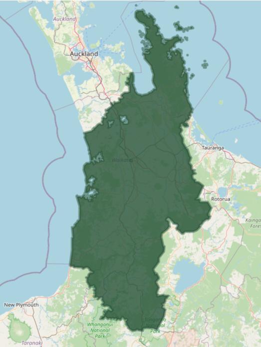 Map of Waikato–Tainui area