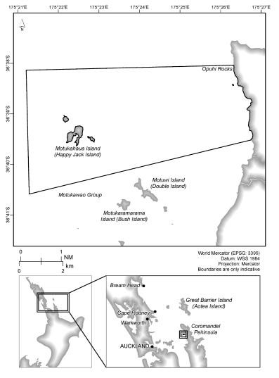Map of Motukawao Islands High Protection Area