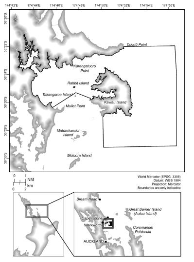 Map of Kawau Bay Seafloor Protection Area