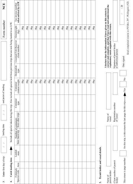 Netting Catch Effort Landing Return Form