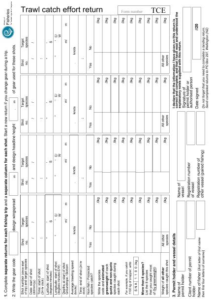 Trawl catch effort return