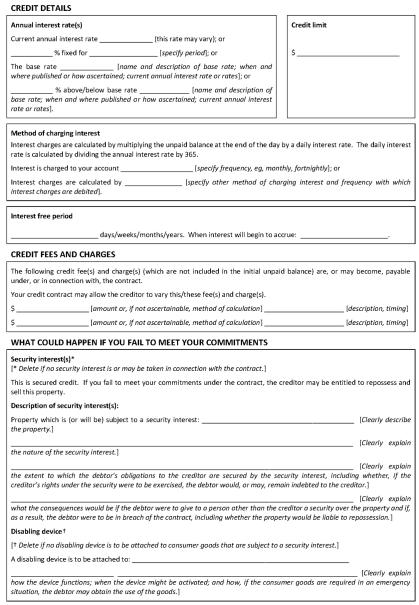 Disclosure Statement for Revolving Credit Contracts Page 2 of 4. 