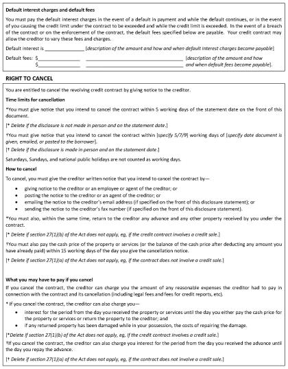 Disclosure Statement for Revolving Credit Contracts Page 3 of 4. 
