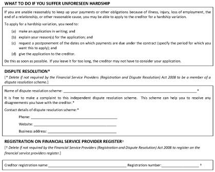 Disclosure Statement for Revolving Credit Contracts Page 4 of 4. 
