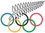 THE FIVE RING OLYMPIC SYMBOL WITH A FERN LEAF